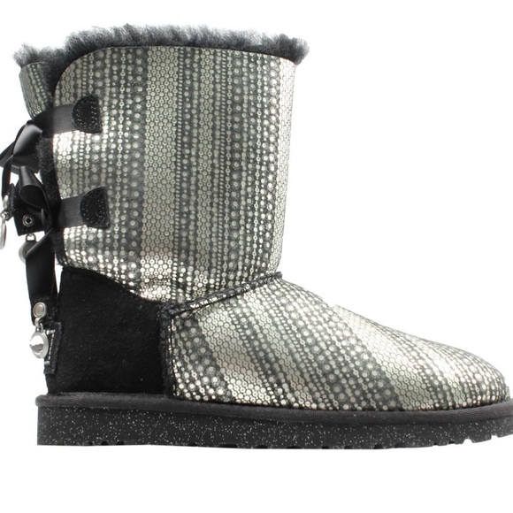 UGG Other - UGG Ugg Bailey Bow
Bling Flat Boot Sparkly Gray Boots Size 6